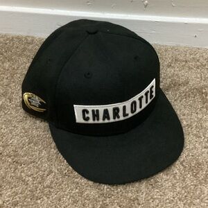 New Era Black Charlotte Patch Snapback Hat with Gold Accent